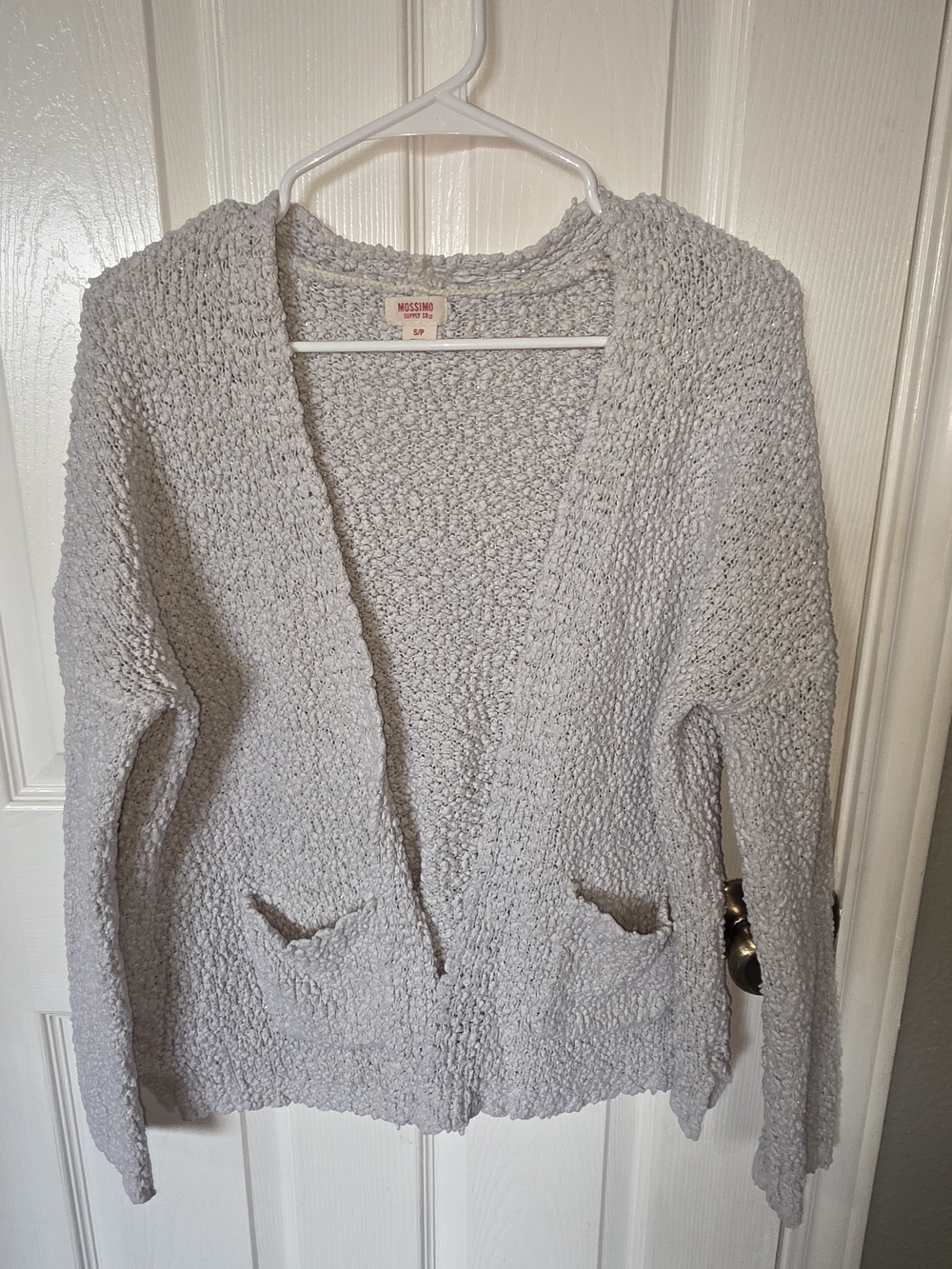 Mossimo Supply Co. Light Gray Popcorn Knit Open-Front Cardigan